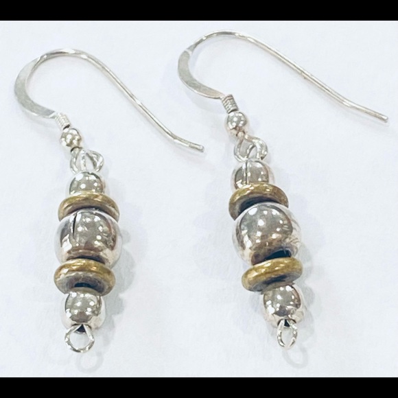 Sterling beads and copper dangle earring